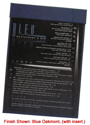 Magnetic menu board can have a top custom imprinted strip.